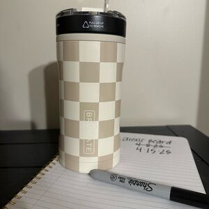 Checkered Tumbler - Cream and Tan